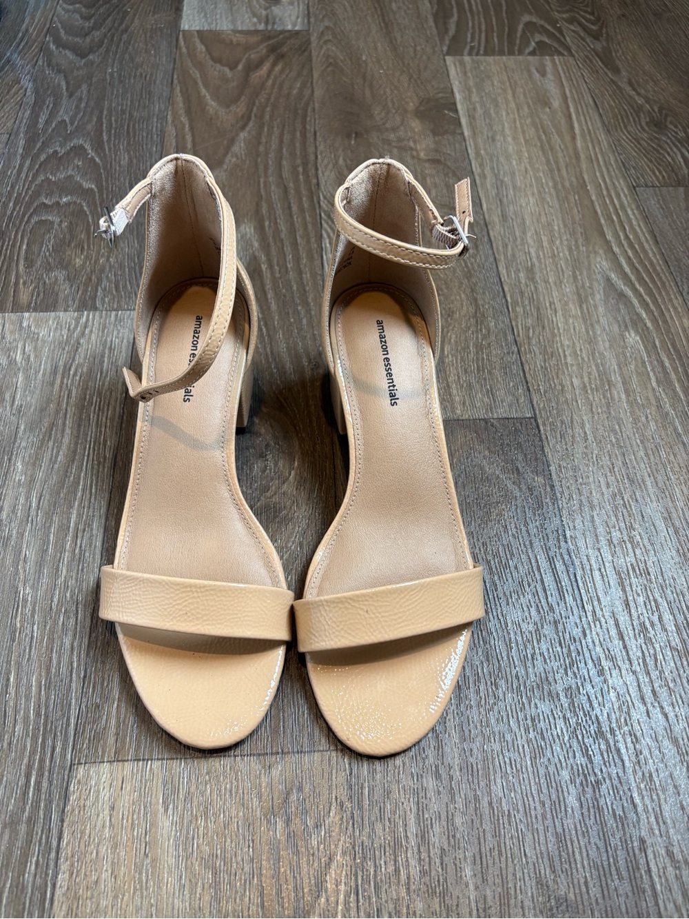 Amazon Essentials Beige Ankle-Strap Block Heel Sandals